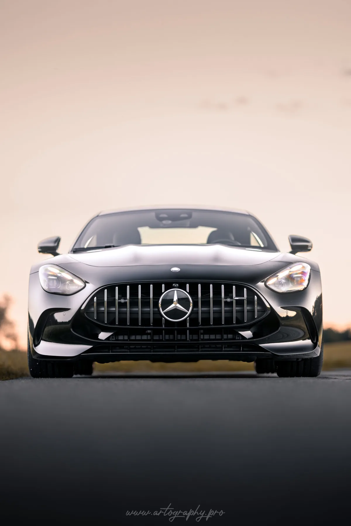 Frontales Fahrzeugportrait des Mercedes-AMG GT